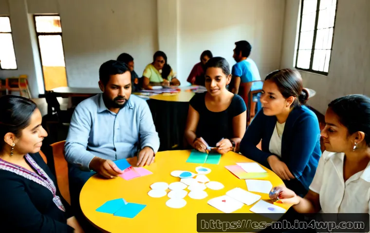 참여형 연구 방법론의 글로벌 비교 - Photorealistic participatory research workshop in a bright community center in Mexico City, diverse ...